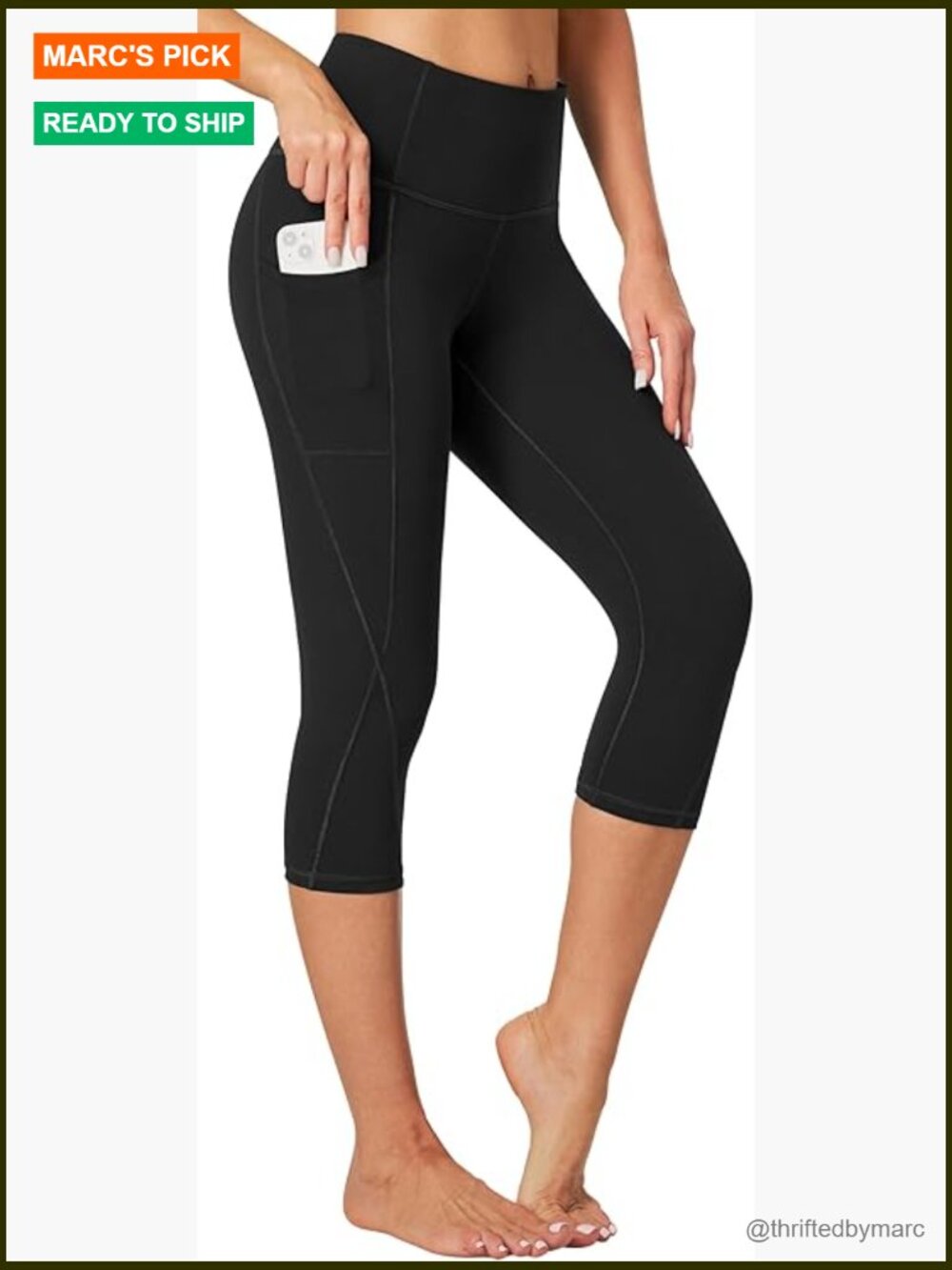 High Waisted Capri Leggings with Pockets Tummy Control Yoga Pants